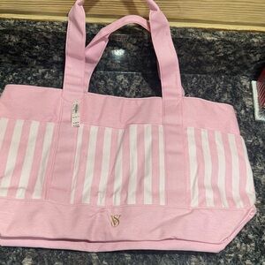 Victoria's Secret Pink and White Tote Bag